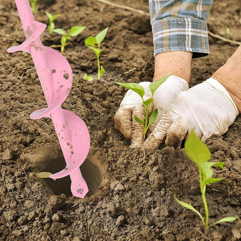 Genubi Industry Auger Drill Bit for Planting 1.6 x 16.5 Inch, Garden Spiral Bit for 3/8" Hex Drive Drill, Earth Post Hole Digger Bulb Planter Auger for Planting Bedding Rapid Digging, Pretty Pink - Image 4